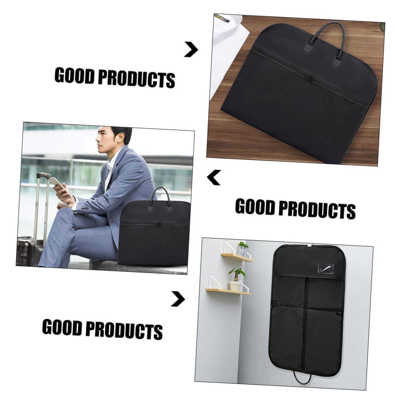 Sosoport Borsa Porta Abiti da Viaggio Nera Oxford, Resistente all'Usura, Pieghevole e Appendibile, per Ufficio e Trasferte