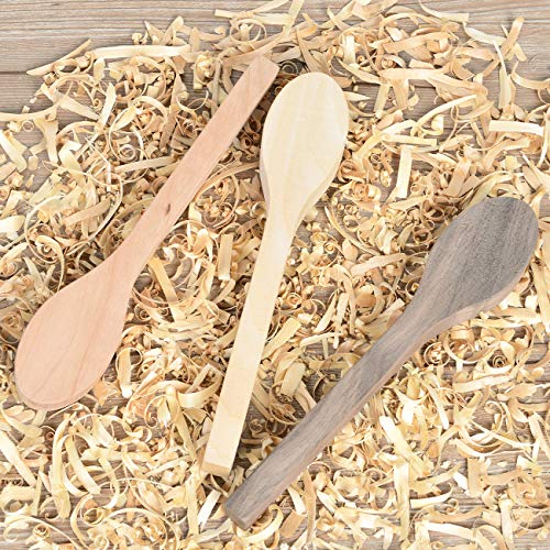 3Pcs Wood Carving Spoon Blank Unfinished Wooden Craft Whittling Kit for Whittler Starter Kids,Basswood +Walnut +Cherry - Thumbnail 7