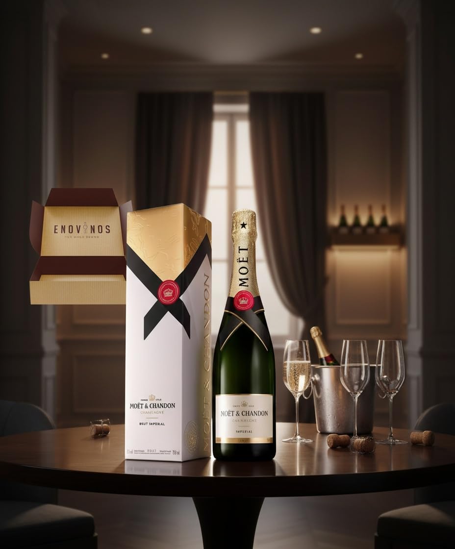 Moët & Chandon Champagne Imperial Brut 12% Con Estuche - Botella de Champan Moet Chandon x 75 cl Con Estuche Especial - ENVIO 24 H - Caja Reforzada - Mejor Selección ENOVINOS THE WINE BRAND