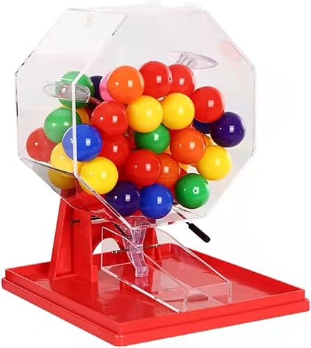 Juego de bingo profesional, selector manual de lotería, incluye jaula de bingo acrílica, bolas de bingo estilo ping pong de 1.6 pulgadas, 50 piezas,