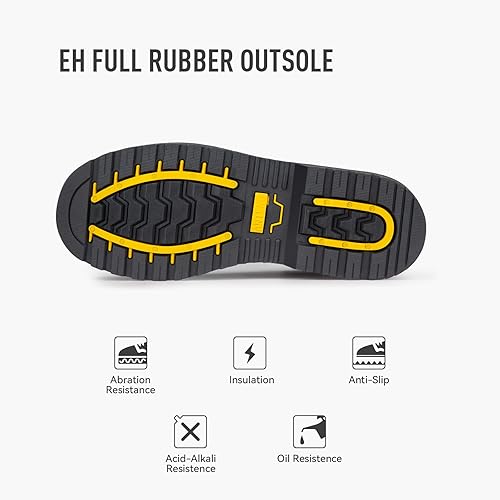 Miniatura 4 de ANTENG Botas de trabajo para hombre, calzado de cuero nobuck con punta de acero, suela de goma antideslizante, zapatos de construcción de seguridad,