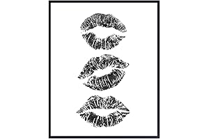 Lips Black and White Wall Art - Black Aesthetic Room Decor
