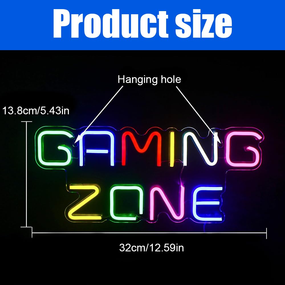 Dhqkqg Gaming Zone Neon Light Sign, Colorful Game Neon Sign for Wall Decor Gaming Letter LED Neon Light - Image 2