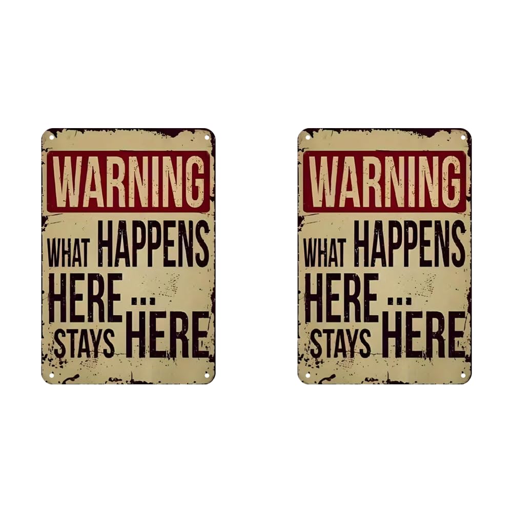 Home Vintage Metal Tin Sign What Happens Here Stay Here Wall Decor for Bar Garage Cafe 11.81x15.75in