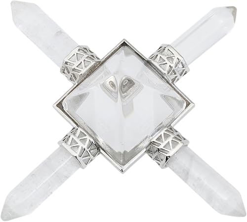 SUNYIK Generador de energía de pirámide de piedra, punto de cristal curativo, decoración de cuatro direcciones para meditación de equilibrio de