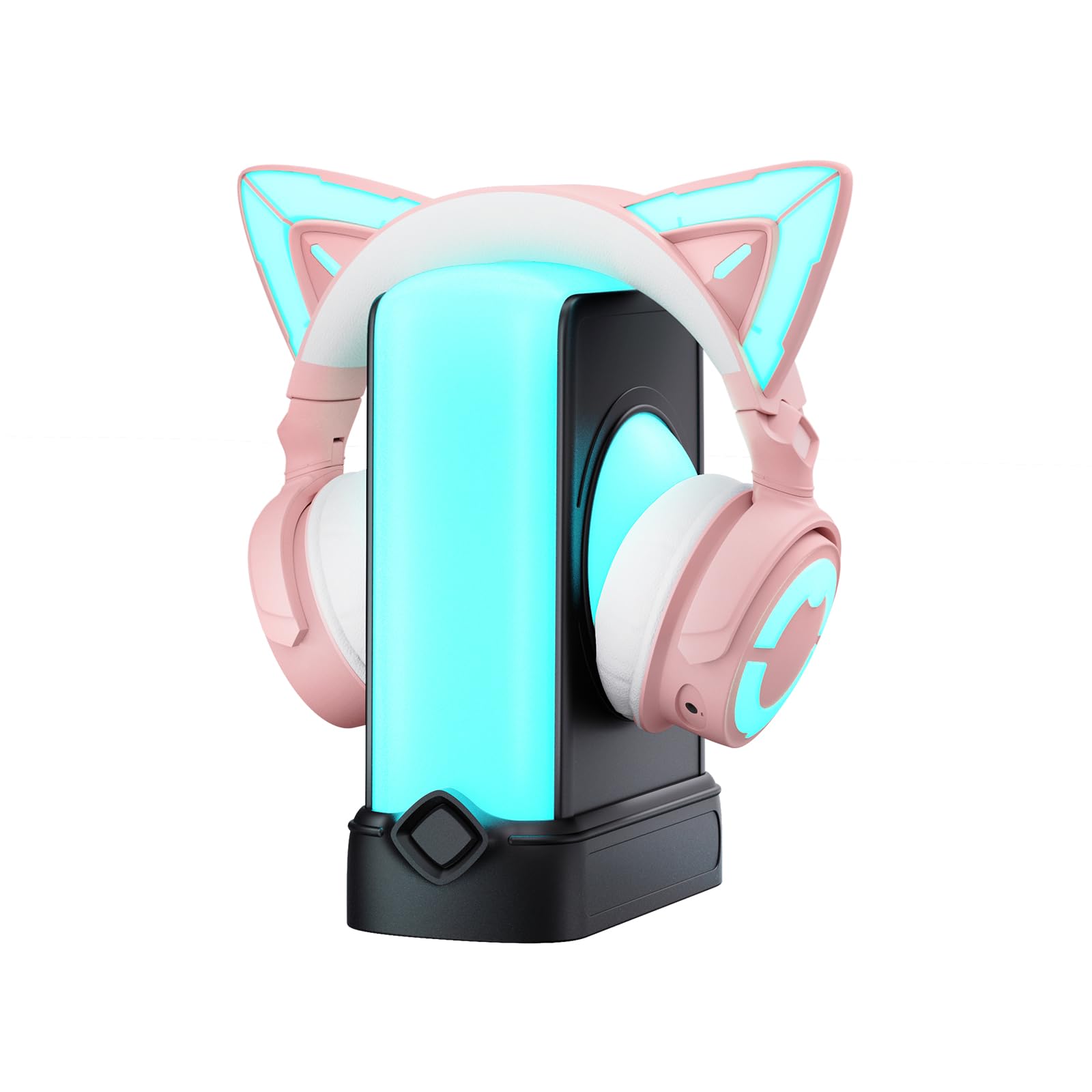 Amazon.com: YOWU RGB Cat Ear Headphones 4 Pink and Crystal