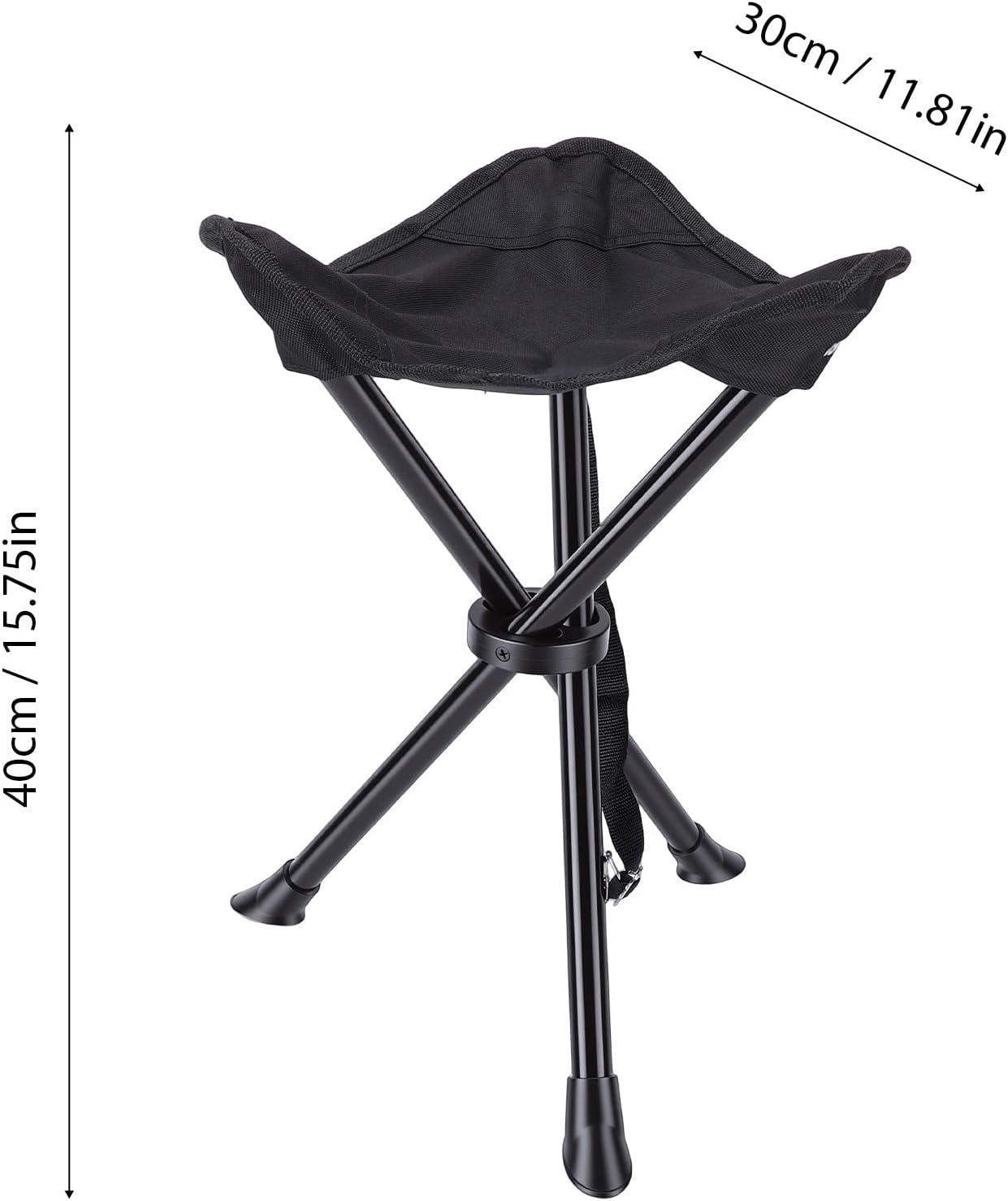 Fockety Travel Folding Camping Stool, 2pcs Folding Tripod Stool Outdoor Tripod Chair Portable Party Chair for Outdoor Camping Walking Hiking Fishing Travel (2pcs Full Black)