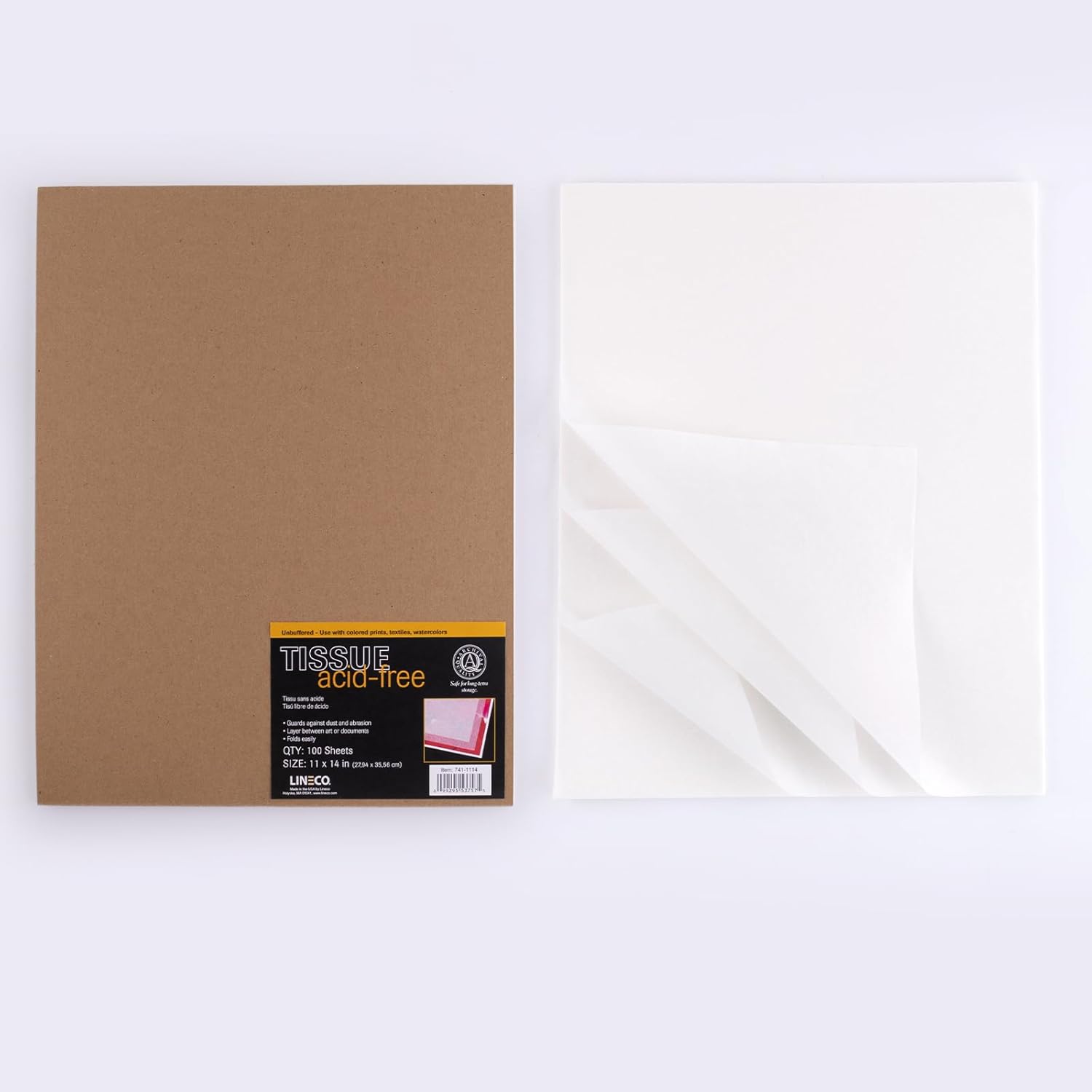 Lineco Unbuffered Acid-Free Interleaving Tissue 11" x14", Archival Papers, Preserves Photographs, Artwork and Textiles, for Black & White, Color, and Albumen Prints, Pack of 100
