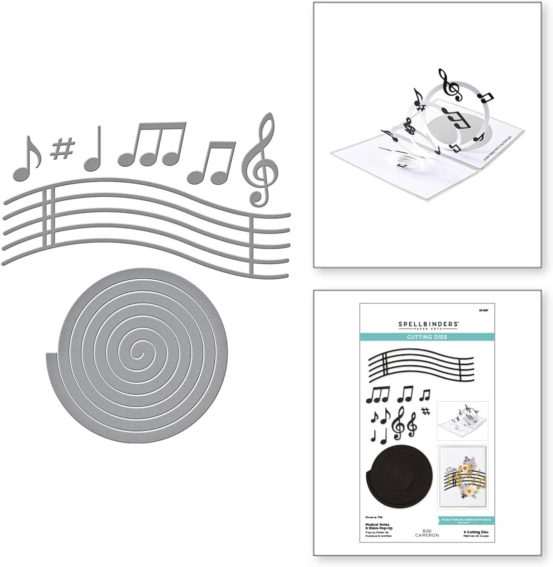 Spellbinders S5-687 Musical Notes & Stave Pop-Up Etched Dies from The Bibi's Musical Notes Collection by Bibi Cameron