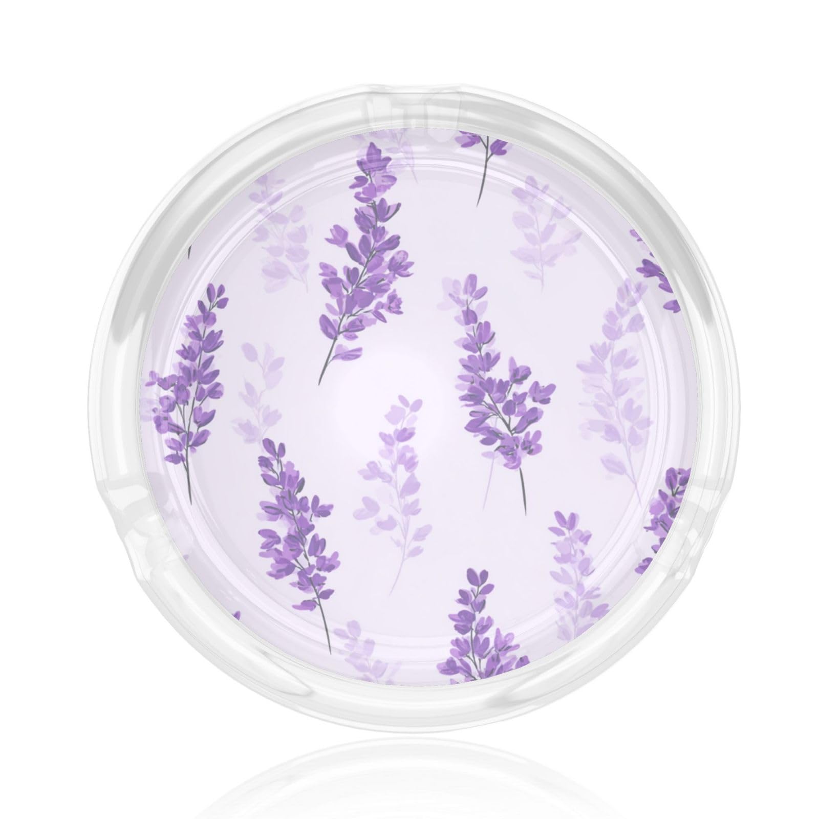 Lavender Flowers Small Leaves Glass Ashtray For Cigarettes Ash Trays Case For Home Office Decor