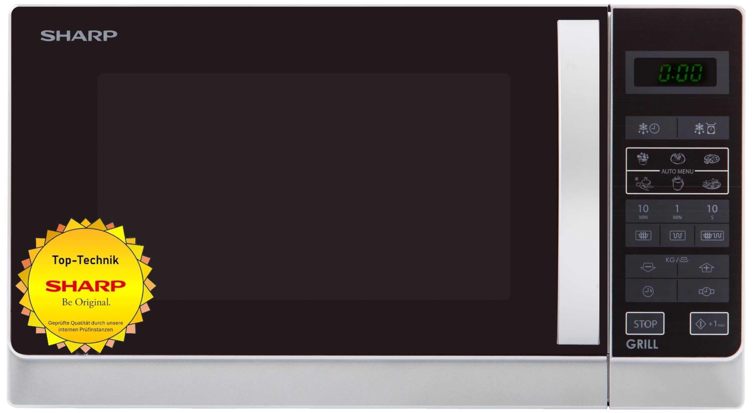 Sharp R742INW Microondas Grill 25L, Control Tactíl, 1000W, 900 W, 25 litros, Fer, Plateado