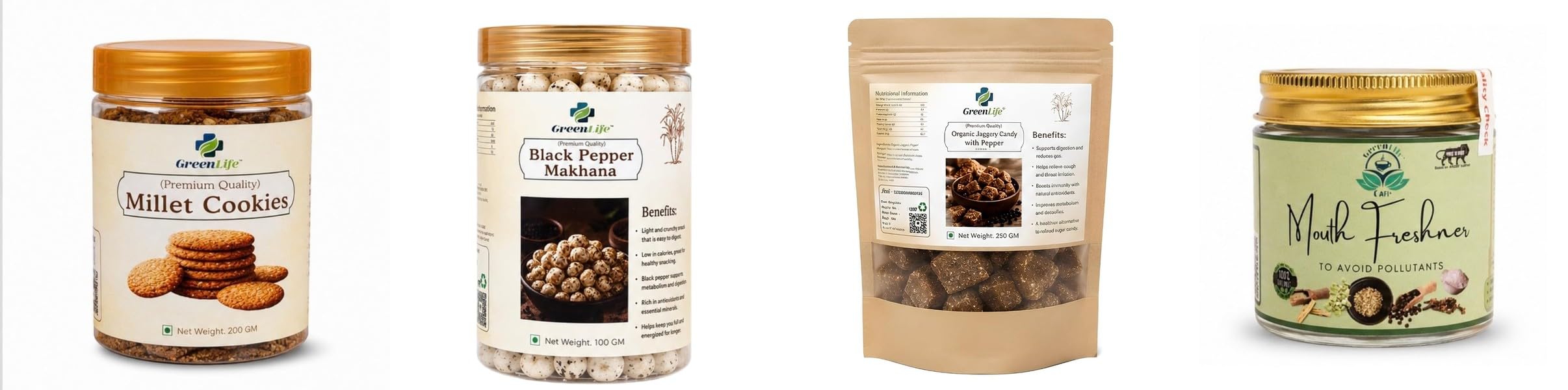 Millet Cookies | Baked | Tea Time | 200gBlack Pepper Makhana | Roasted Fox Nuts | 100gOrganic Jaggery Candy Ginger Mix 250g | Natural Desi Gur | Traditiona-image-28