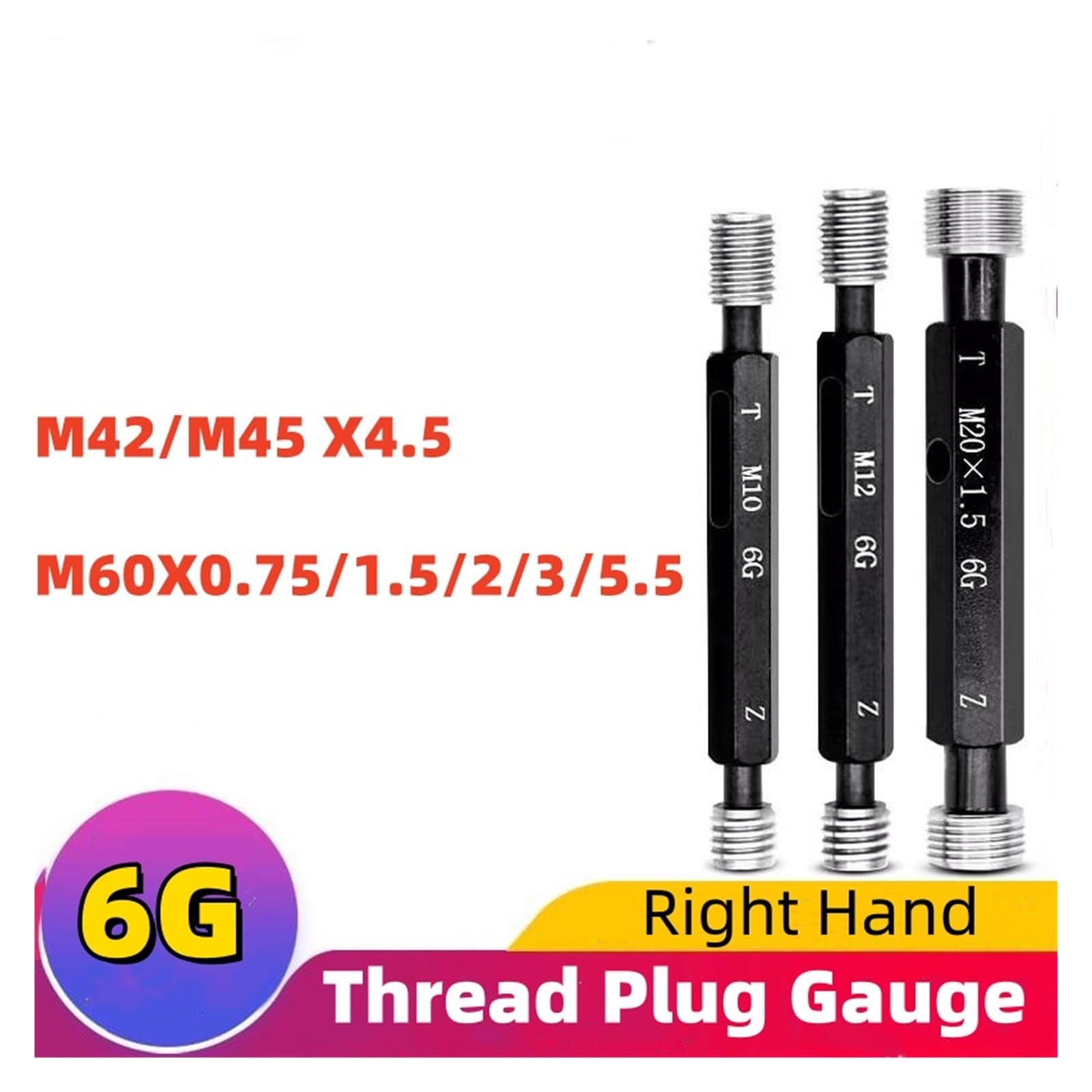 1 sztuka 6G M42/M45 X4,5 M60X 1,2 3 metryczna stal miernik drobnogwintowany narzędzie pomiarowe (M42X4,5-6G)