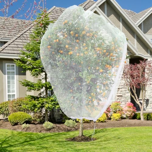 Large Fruit Tree Netting with Drawstring and Zipper, 10 * 10FT Garden Netting for Garden Protection, Insect Bird Netting for Fruit Trees, Protection from Anti Birds, Bugs,Cicadas, Insects