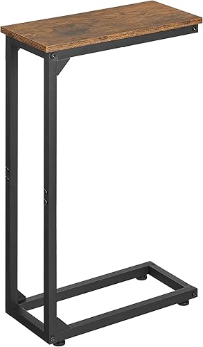 Mesa auxiliar en forma de C, mesa de sofá que se desliza por debajo, mesa auxiliar pequeña para sofá, sofá y cama, bandeja de TV para espacios