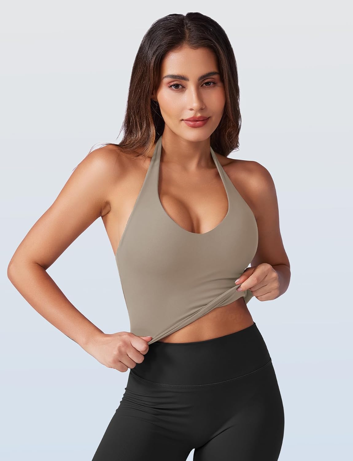 VOYJOY Women Halter Crop Top Padded V Neck Backless Sleeveless Workout Halter Tank Tops Going Out Yoga Gym Clothes - Image 4