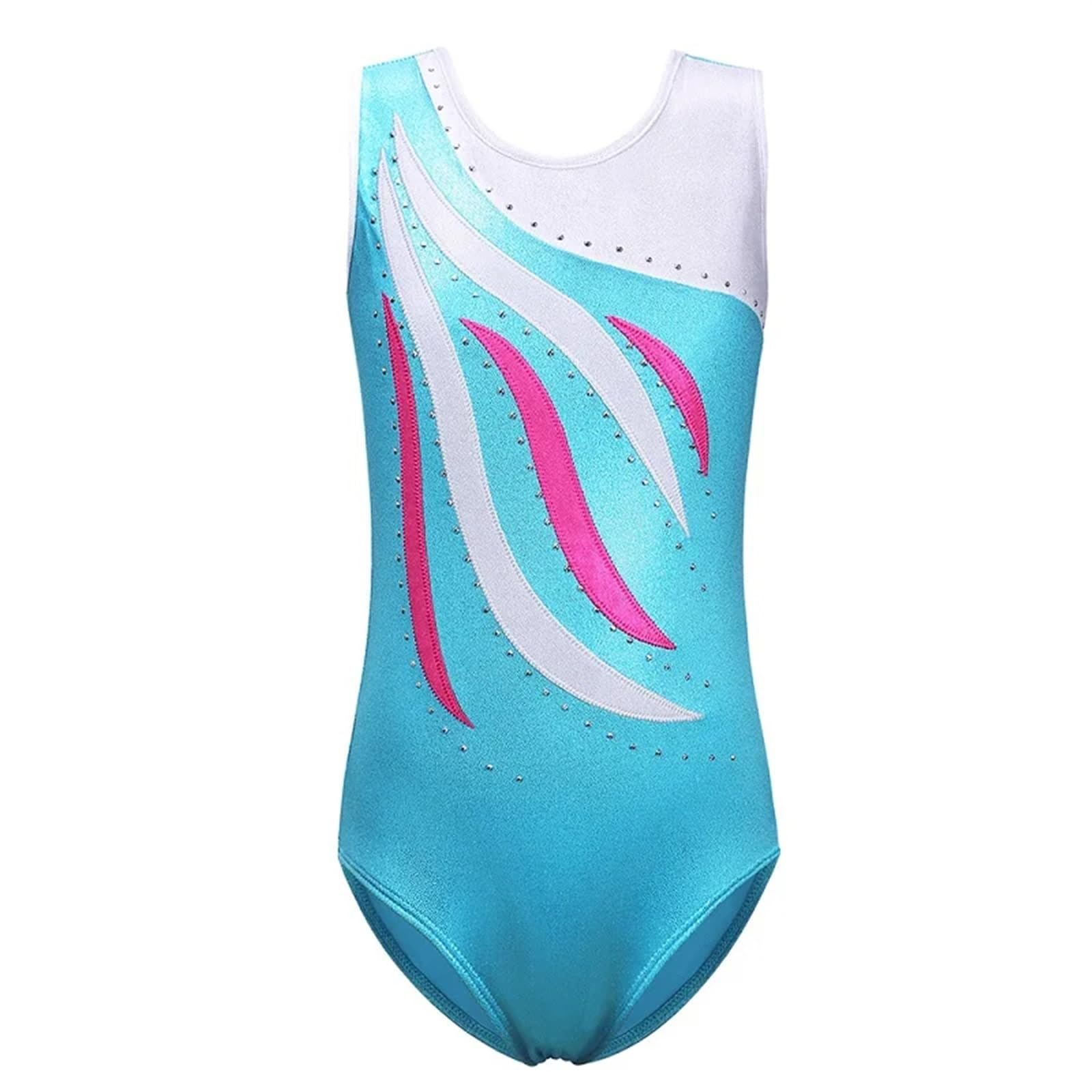 Maillots de Gimnasia Niños pequeños adolescentes Ballet patín gimnasia leotardo niñas niño traje de baile mono gimnástico acrobacias atléticas for niños para Niña ( Color : B179 LightBlue , Size : 12A
