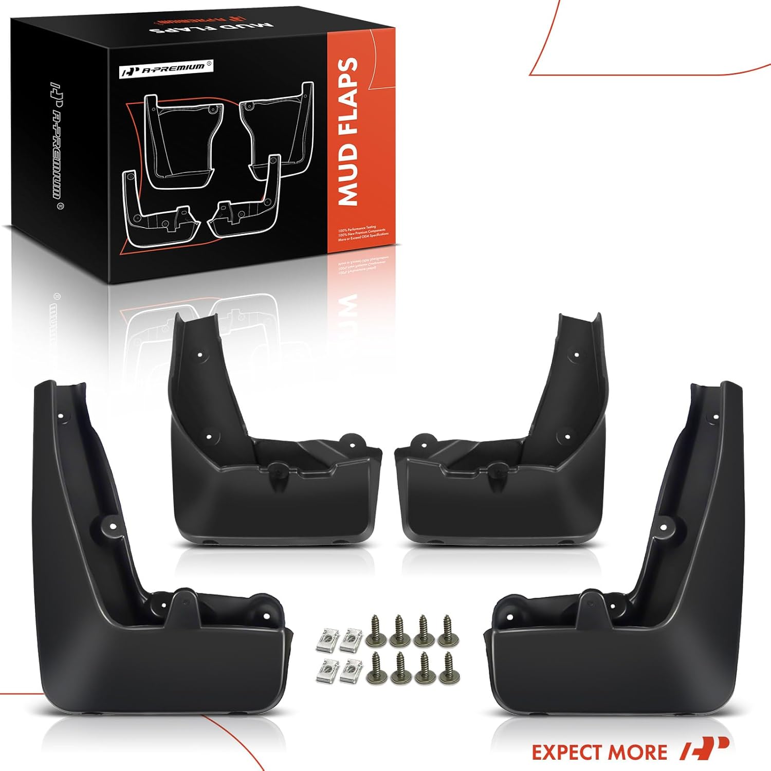A-Premium Mud Flaps Compatible with BMW E84 Series X1 2010-2015 Sport Utility, No Drilling Required Mud Guards with Hardware Accessories, Set of 4 Front and Rear