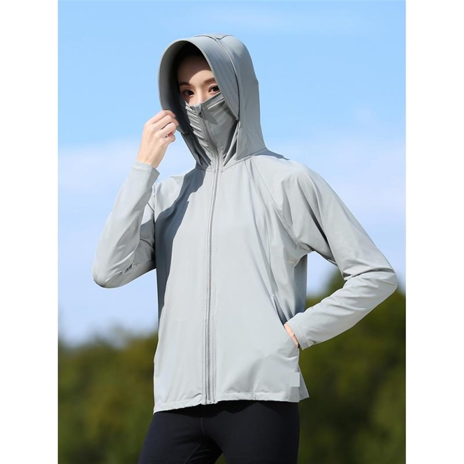 Abbigliamento for la Protezione Solare Cappotti da Giacca con Protezione UV da Campeggio Estiva Traspirante e Staccabile a Tesa Larga per l'escursionismo e la Corsa all'aperto(Pink,XL)