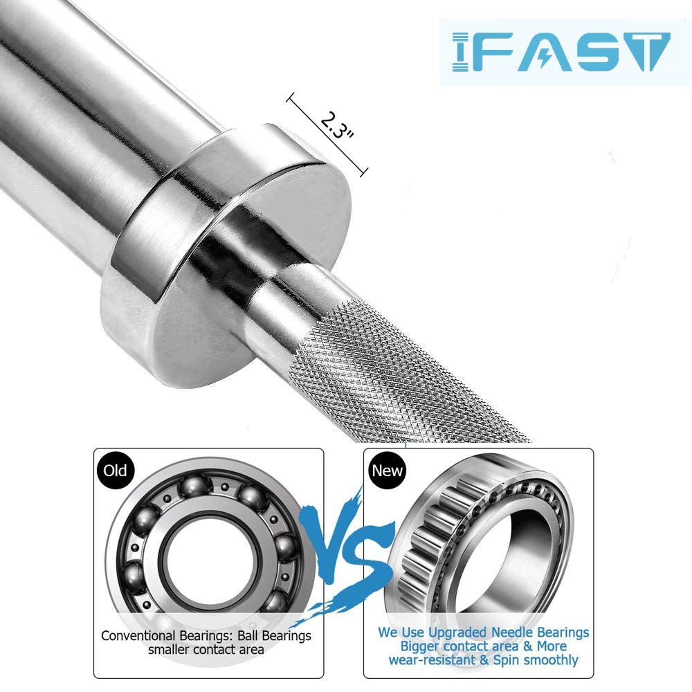 Yulretau 7.2ft Olympic Barbell Bar 45lb/20kg Standard Gym Weight Lifting Bar 2 Inch, Strength Training Bars 700LBS Capacity for Squat Deadlift Curl Bench Press Power Clean Snatch, Weight Bar, silver