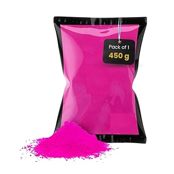 Store Indya Holi Powder Pack of 1 450g Non Toxic Herbal Holi Color Powder, Bright Safe and Washable Organic Formula Holi Colors for Party, Decorations & Festival Celebration | Pink