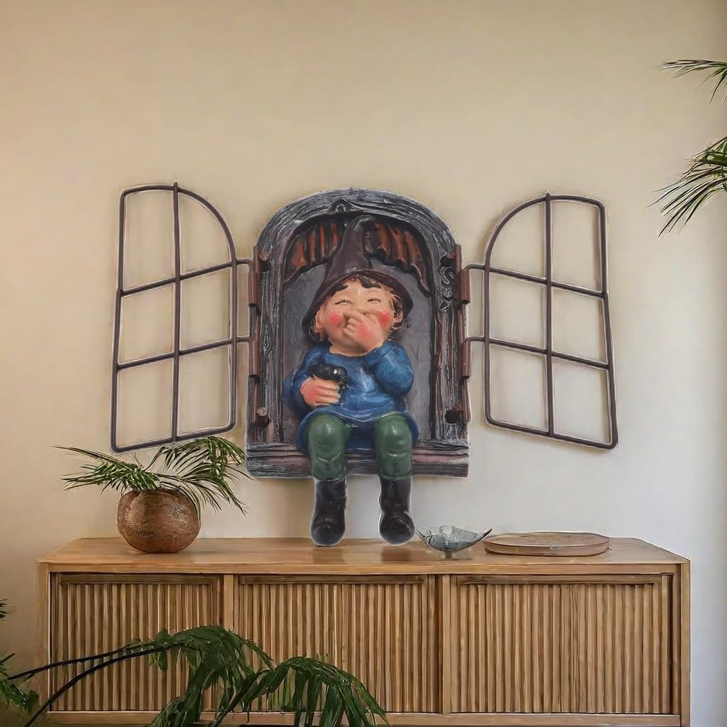 NIWWIN Adornos de árbol de Estatua de Resina 3D de gnomo de jardín, decoración de Estatua en Miniatura. Figura Linda Estatua Accesorios de jardinería para Interiores y Exteriores (Female)