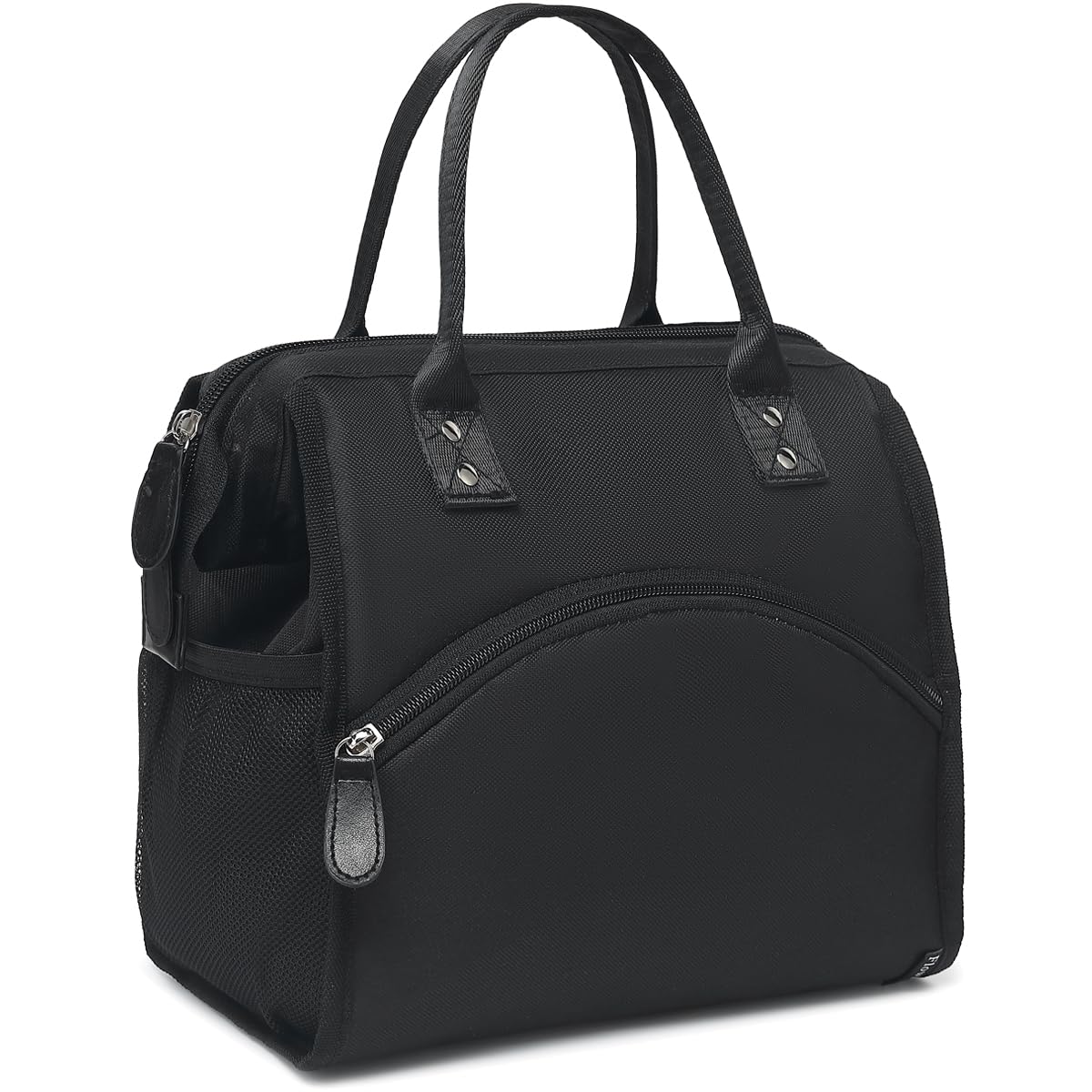 FlowFly Insulated Lunch Bag for Women, Men, Large and Reusable, Handle, Work and Travel Tote and Meal Prep Organizer, Black