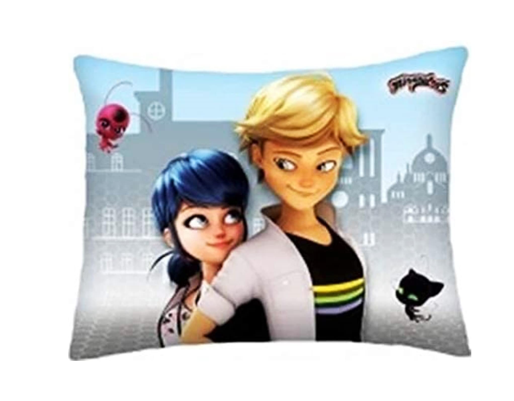 Theonoi Set di biancheria da letto reversibile in cotone, 135 x 200 cm, 80 x 80 cm, per bambine e ragazzi, certificato Öko-Tex Standard 100, taglia standard tedesca Ladybug Cat nero