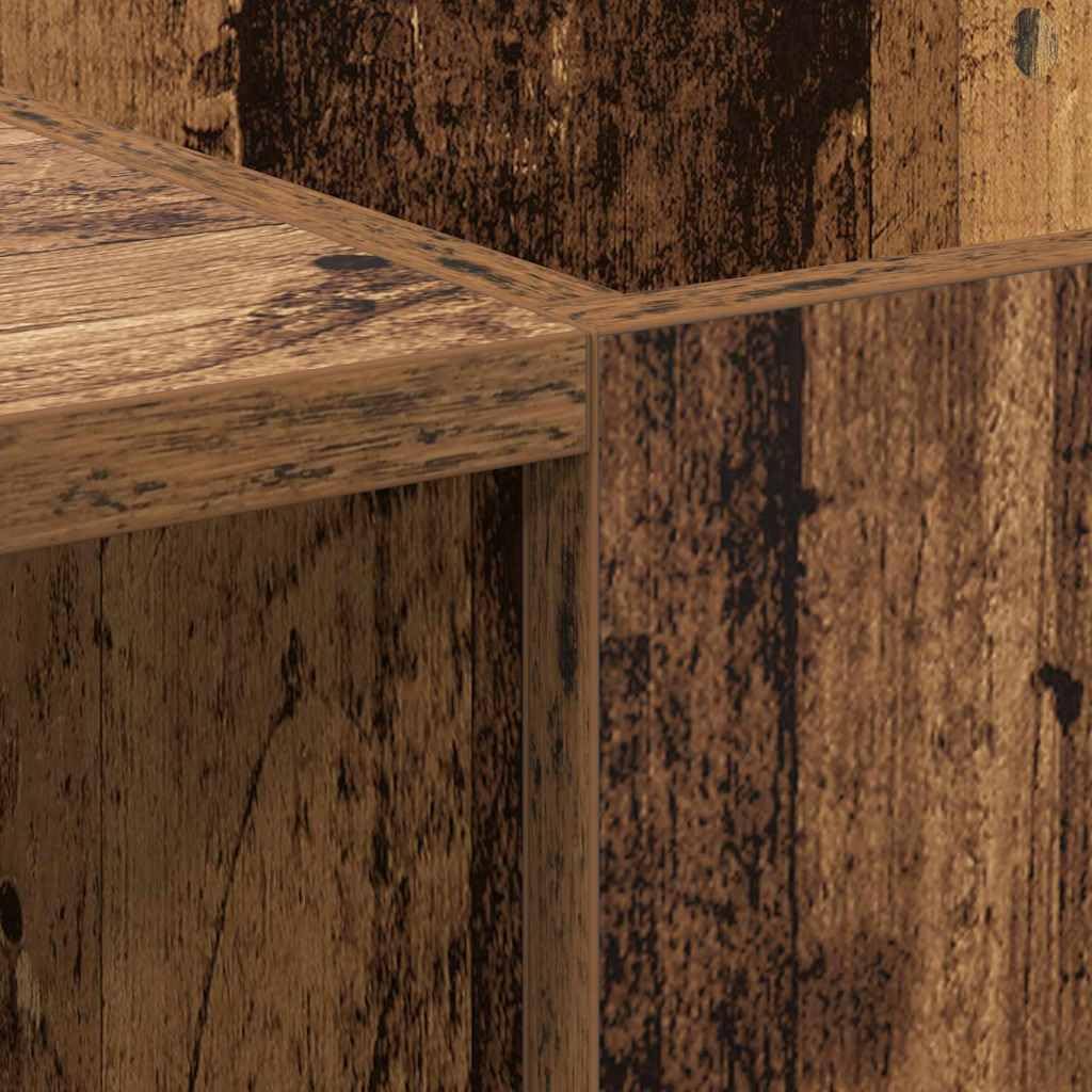 Mobile Porta Vinili in Legno Vecchio 121 x 38 x 48 cm | Mobiletto basso per dischi con ante a cerniera e scaffali, ideale per organizzare la musica in soggiorno.