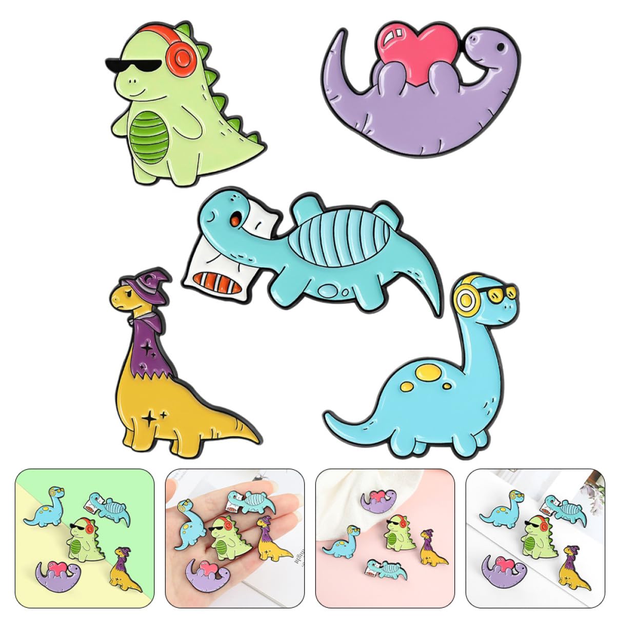 minkissy Teiliges Cartoon Dinosaurier Broschen Für Frauen Niedliche Emaille Anstecknadeln Zur Dekoration Von Kleidung Taschen Und Rucksäcken Perfektes Für Dinosaurier