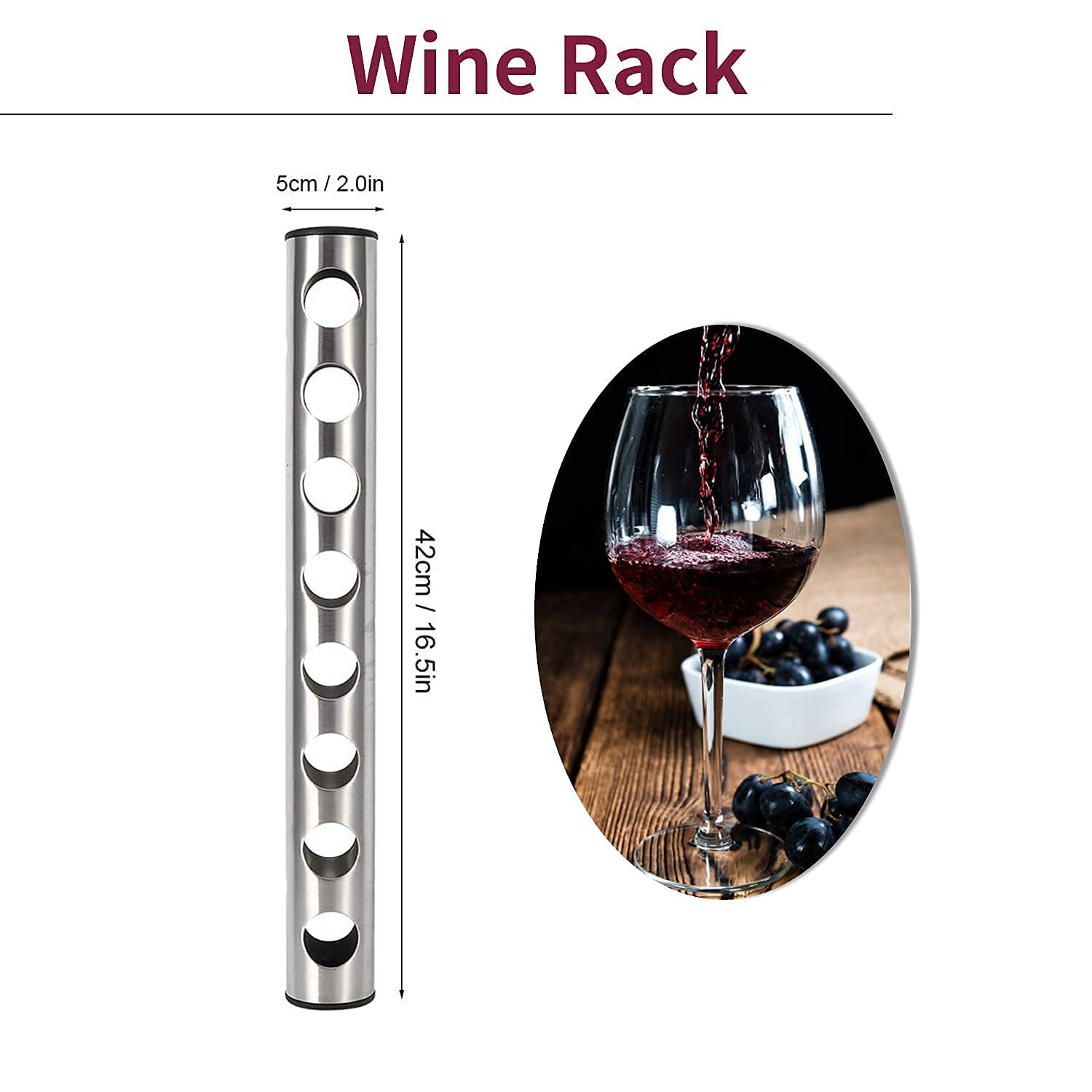 Portabottiglie Da Parete In Acciaio Inox - 8 Fori Per Vino, Design Oro, Per Bar Casa - Foto 7