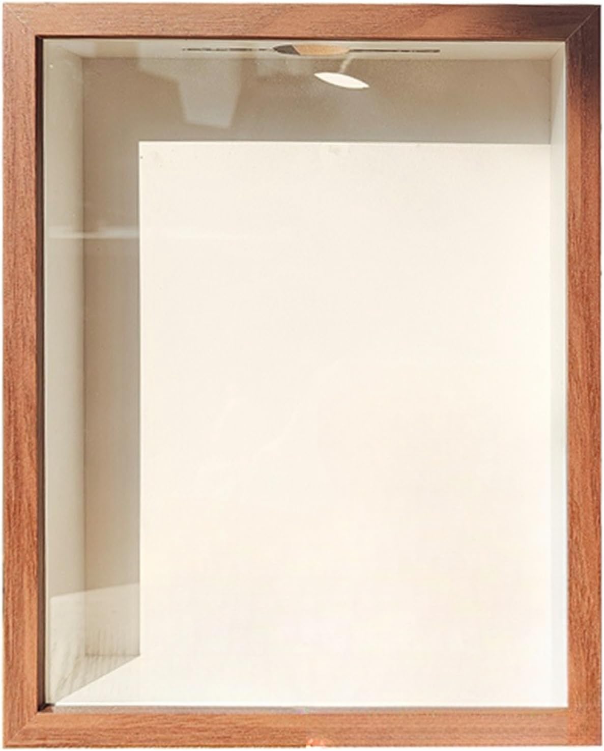 THE WHITE SHOP Ticket Shadow Box Top Loading Deep Wood & Real Glass Display Case Frame with Slot on Top Ready to Hang Memory Box, Pins, Awards, Medals, Wedding