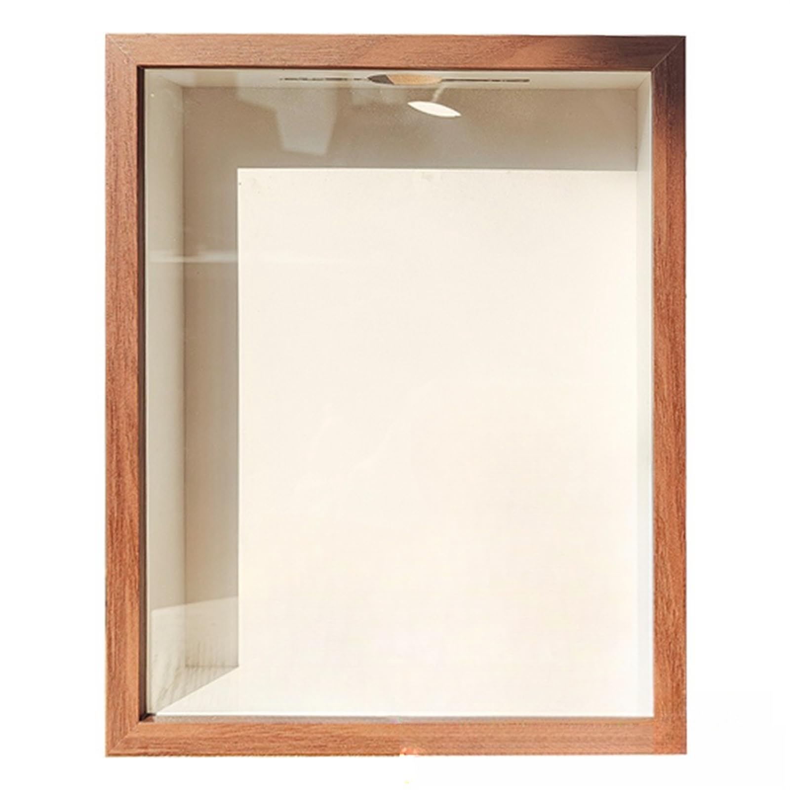 THE WHITE SHOP Ticket Shadow Box Top Loading Deep Wood & Real Glass Display Case Frame with Slot on Top Ready to Hang Memory Box, Pins, Awards, Medals, Wedding