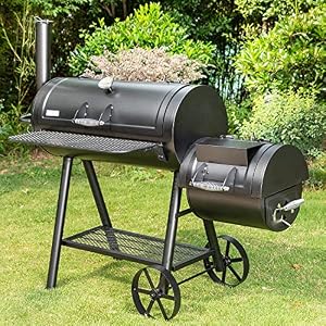 MFSTUDIO Heavy Duty Charcoal Wood Offset Outdoor Smoker Grill, Extra Large Charcoal Grill with Smoker Combo for BBQ Grilling, 941 SQ.IN. MFSTUDIO Heavy Duty Charcoal Wood Offset Outdoor Smoker Grill Extra Large Charcoal Grill with Smoker Combo for BBQ Grilling 941 SQIN
