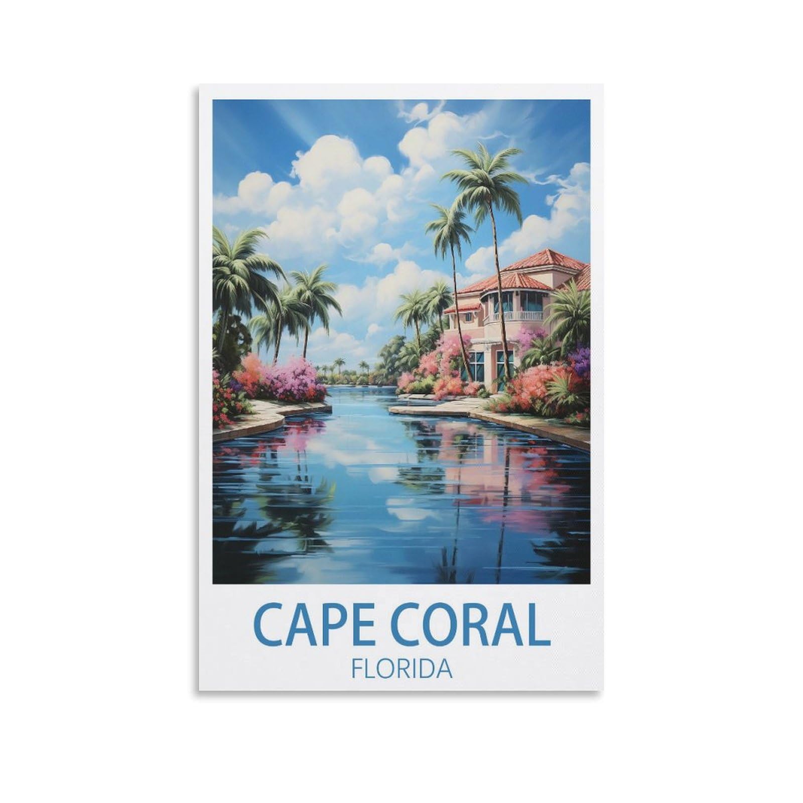 EZMLFA DIY Diamond Painting,Cape Coral Florida 5D Landscape Diamond Painting Kits for Adult, Gem Art Crystal Art Kits for Adults, for Home Wall 50x60cm