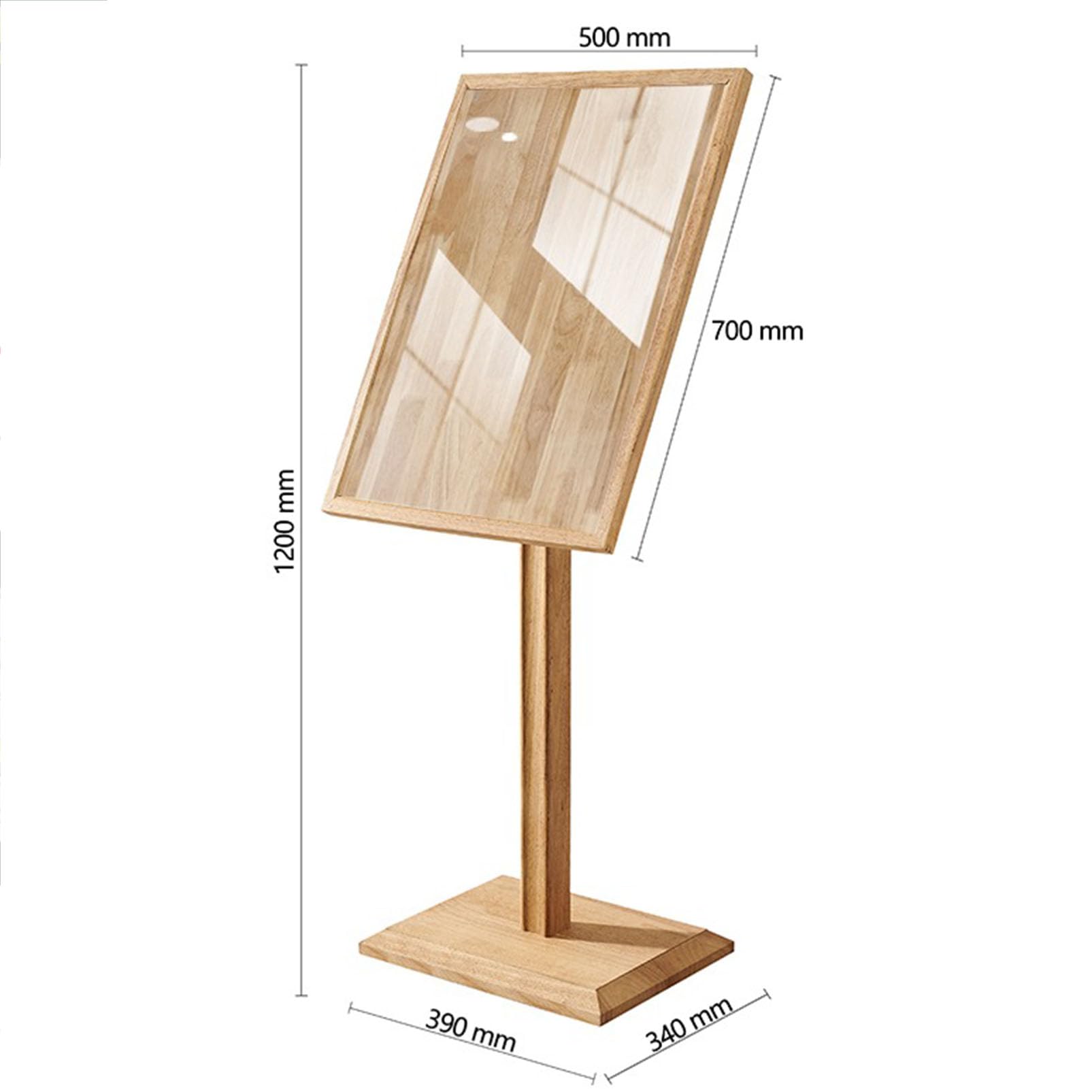 Expositor de madera independiente con cubierta de cristal para carteles y carteles, ideal para publicidad, bodas e información de vestíbulo de negocios
