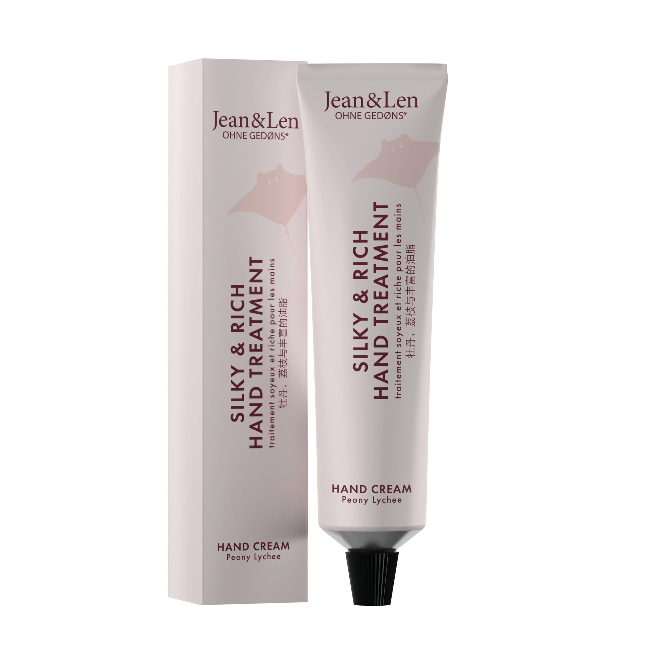 Jean & Len Silky & Rich Treatment Peony & Lychee, 100% Recyclable Alutube (without Lid), Rich Hand Cream, Provides Soft Hands, Parabens & Silicone-Free, Vegan, 75 ml