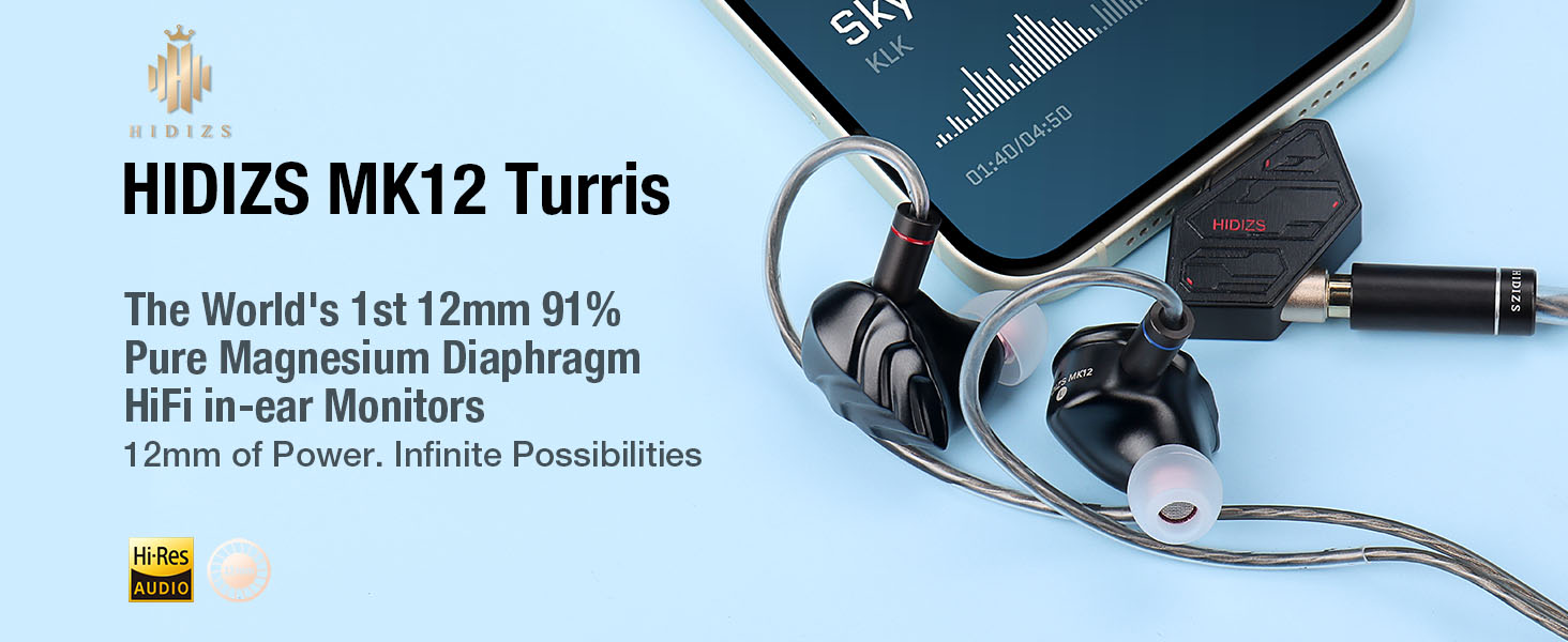 Amazon.com: Hidizs MK12 Turris Wired IEMs Earbuds, 12mm 91% Pure