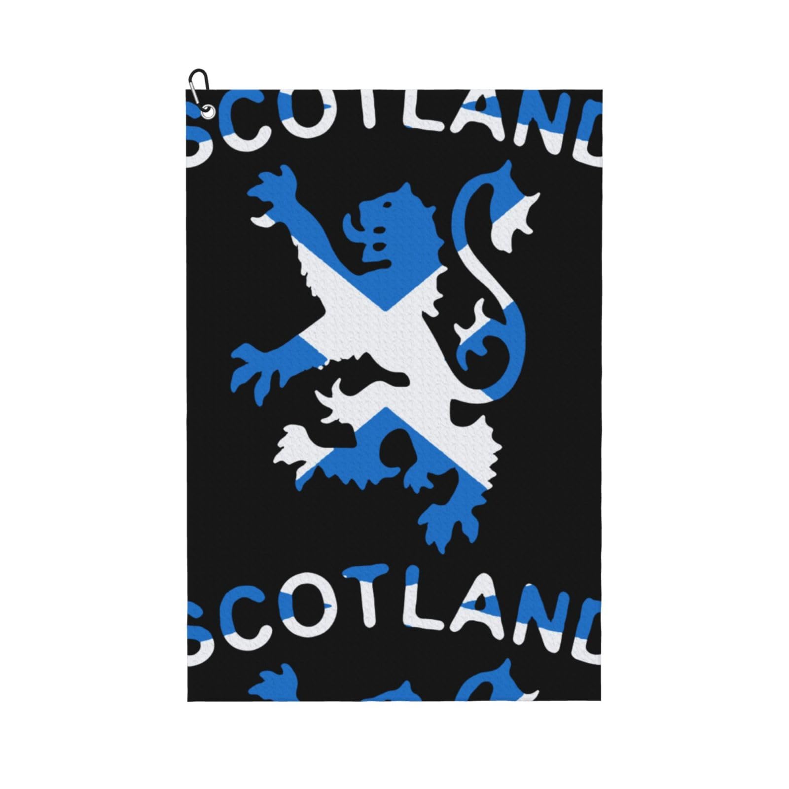 peiyeety Lion Rampant Scotland Scottish Microfiber Golf Towel with Carabiner Clip, 16x24 Inch Absorbent Waffle Weave Towel for Golf Bags
