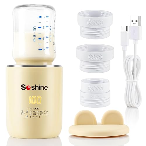 Soshine Calentador de biberones portátil, calentador de biberones con selección precisa de temperatura, apagado automático y aviso de pitido, para