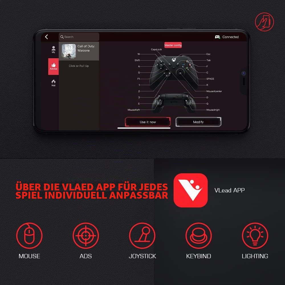 leadjoy VX2 AimBox Adapter Maus Tastatur Konverter für Nintendo Switch/PS4/PS5/Xbox One/Xbox Series X/S, Gaming Tastaturmauskonverter mit 3,5-mm-Audiobuchse für FPS, TPS and RTS
