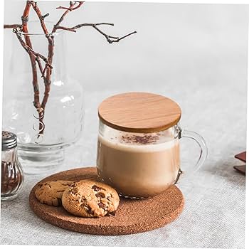 Amazon｜AUTSUPPL 4個 ガラス木蓋 丸いマグカップの蓋 ティー