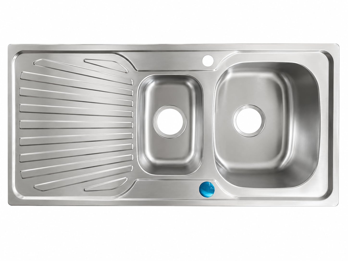 1.5 Bowl Single Drainer deep Bowl Stainless Steel Sink Reversible 0.8mm - 1000mm x 480mm x 180mm