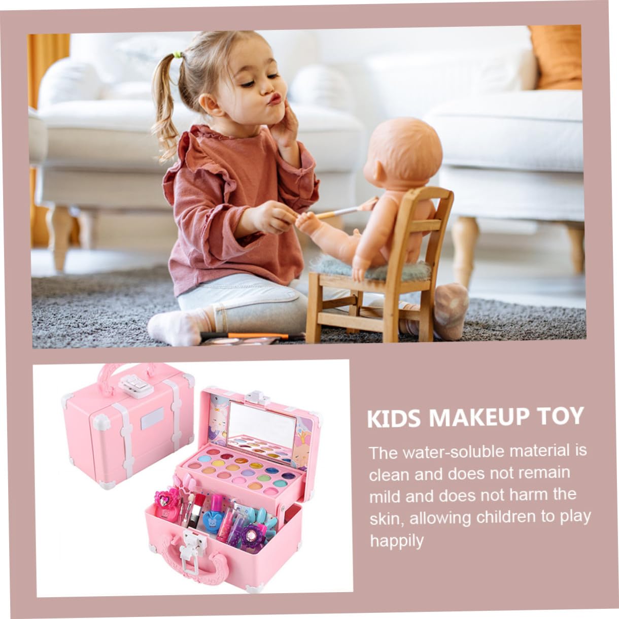 Kinder Schminkspielzeug Satz aus Abs, Rosa, Simuliert für Mädchen
