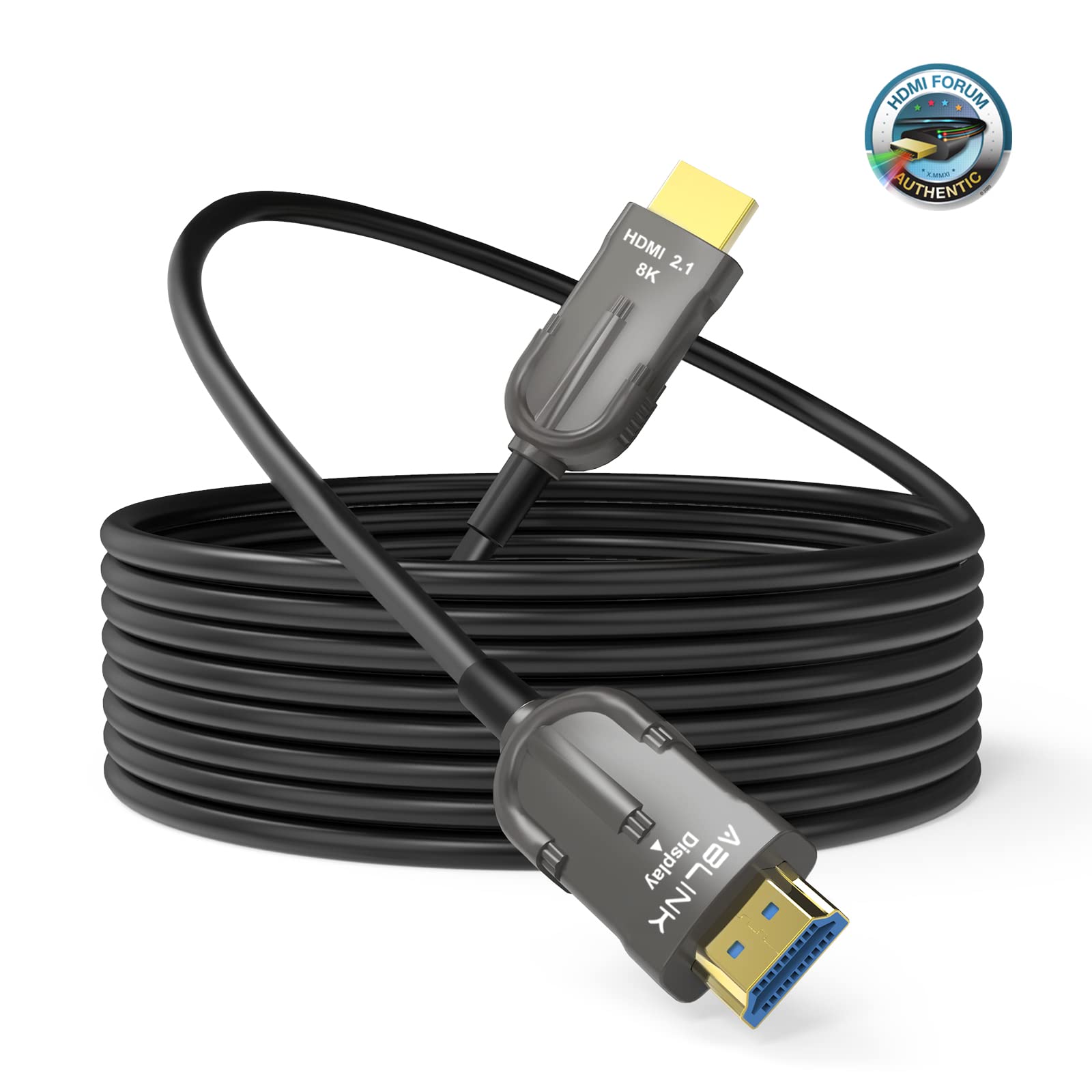 Ablink HDMI Glasfaser 2.1 Kabel 20m - 48 Gbps 8K 60Hz 4K 120Hz - eARC, HDR, CL3 - Kompatibel mit PS5, Xbox, PC, Projektoren, Monitoren & TVs
