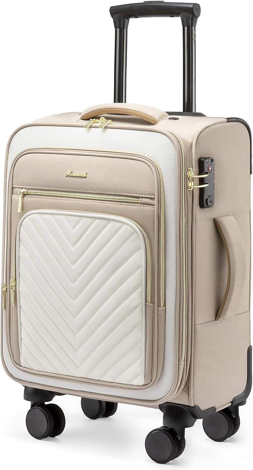 LOVEVOOK Carry On Luggage 22x14x9 Airline Approved,20 Inch Carry On Suitcases with Wheels,Softside Rolling Suitcase with TSA Lock for Women Men,Lightweight Travel luggage