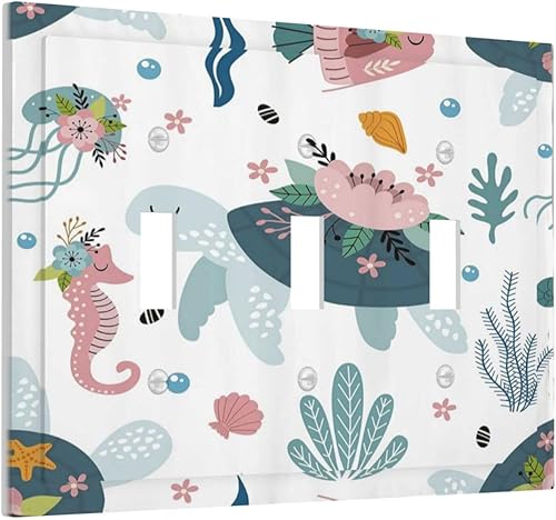 Miniatura 49 de Cubierta de Interruptor de Luz de 1 Gang con Escena de Flores de Grecia Mediterránea, Dispositivo Individual Basculante/GFCI, Placa Decorativa