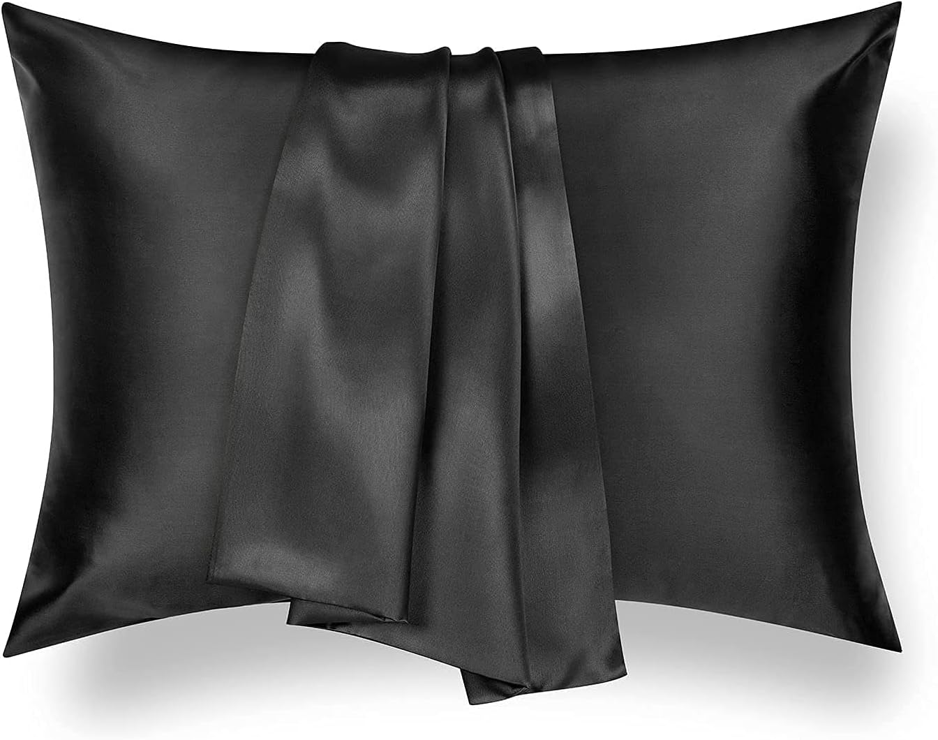 Adubor Satin Pillowcase 2 Pack Silky Pillow Cases for Hair and Skin, Anti-Wrinkle, Super Soft and Luxury Pillow Cases Covers with Envelope Closure (Black, 20''x36'')