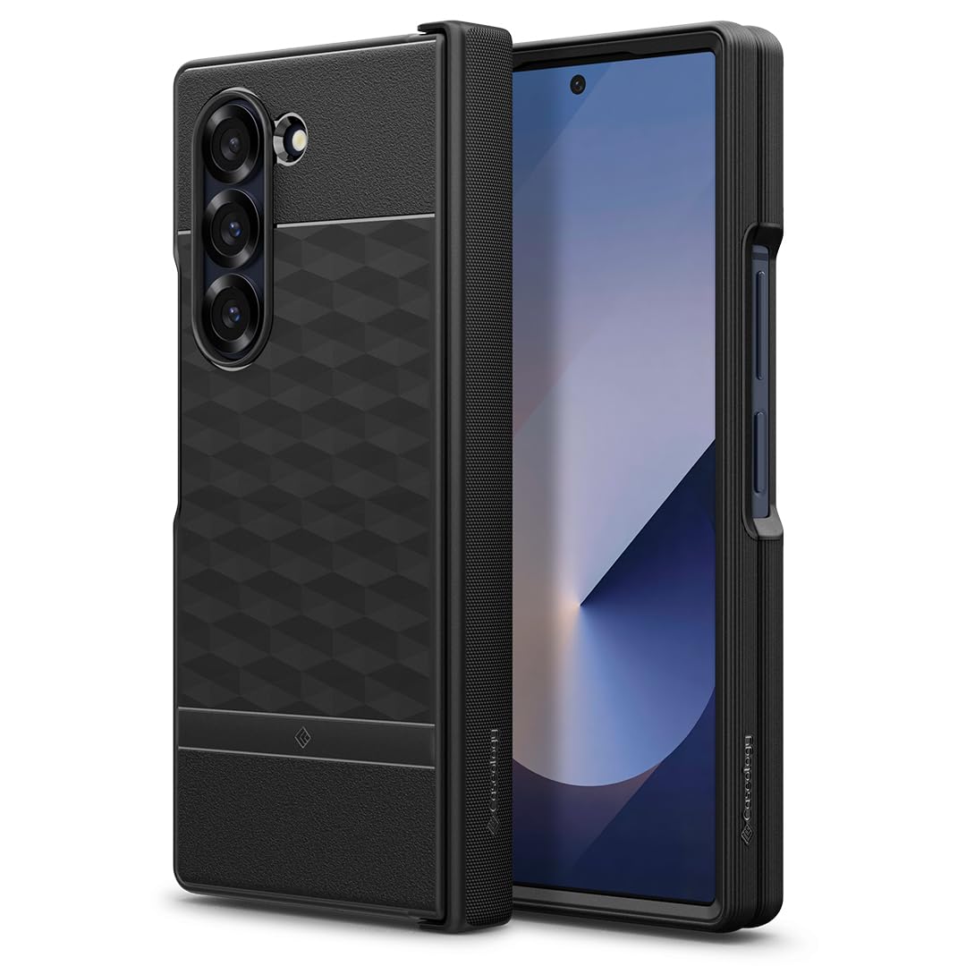 by Spigen Parallax Back Cover Case Compatible with Samsung Galaxy Z Fold 6 [Full Hinge Cover] Samsung Galaxy Z Fold 6 Cover Case with Military Grade Drop Protection (TPU, PC | Matte Black)