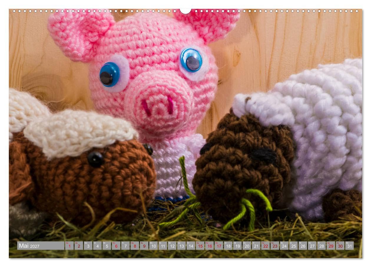 CALVENDO - Amigurumi - Die gehäkelte Welt (hochwertiger Premium Wandkalender 2027 DIN A2 quer), Kunstdruck in Hochglanz: 12 Seiten mit verschiedenen Amigurumis